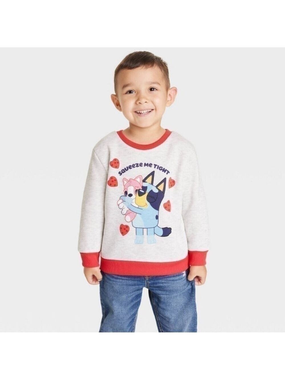 BLUEY Long Sleeve Pullover Sweatshirt Hearts Toddler Boy Girl Valentine’ Day 3T